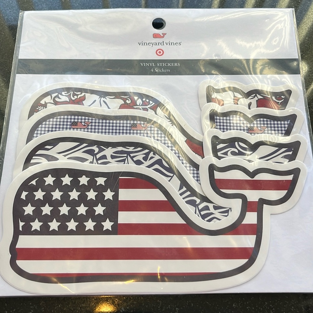 Vineyard Vines Vinyl Stickers red white and blue theme 2 sets 8 stickers total